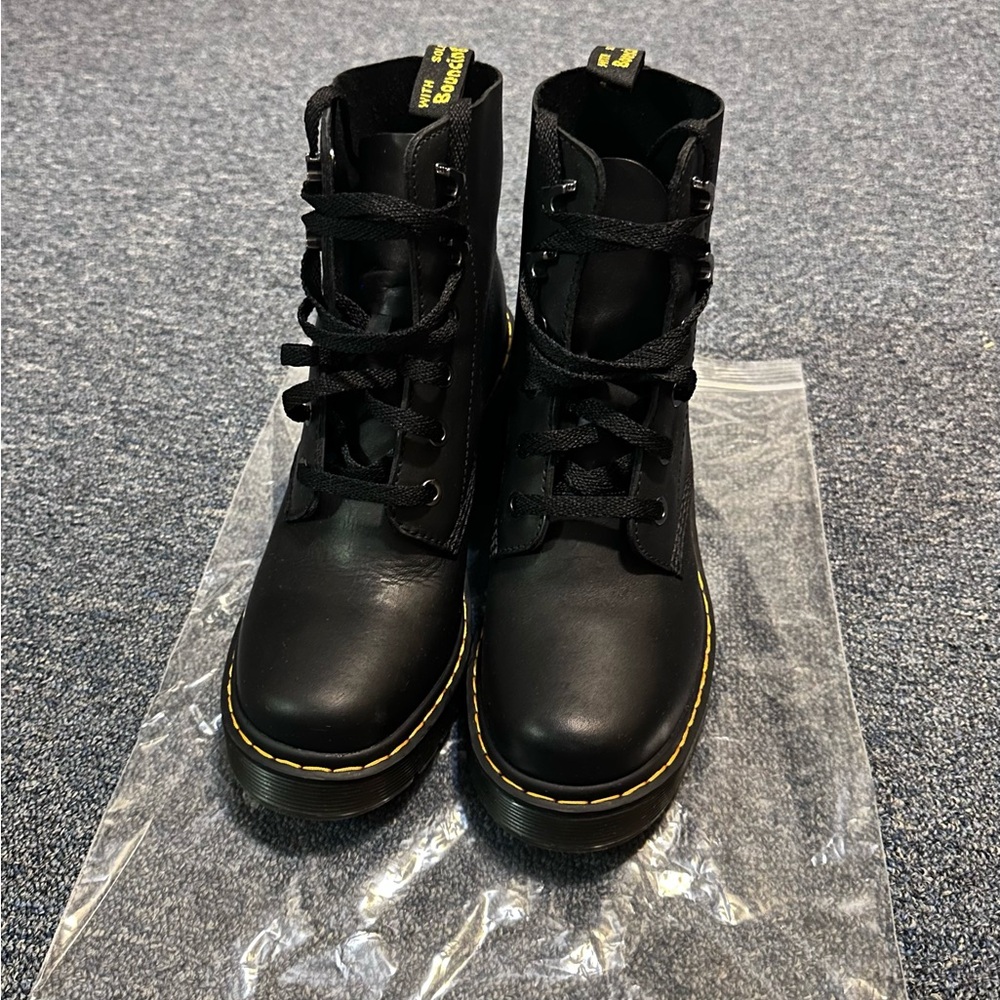 Dr. Martens JESY SENDAL LEATHER LACE UP FLARED HEEL BOOTS